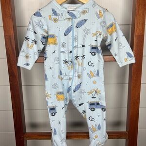 Noomie baby- One Piece Pajama - Blue and Yellow Surf Print